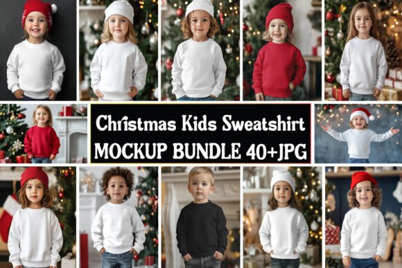 Christmas Kids Sweatshirt Mockup Bundle3: Graphics & Product Mockups