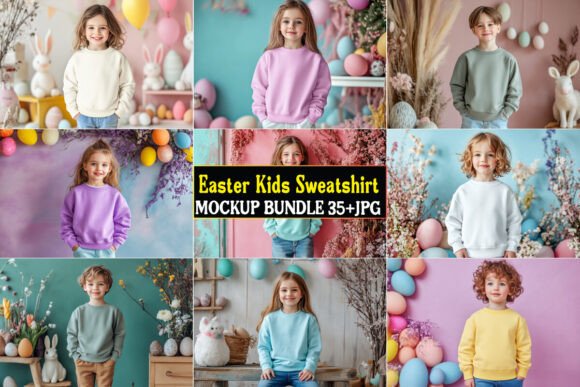 Easter Kids Sweatshirt Mockup Bundle 03 Graphics for Product Mockups