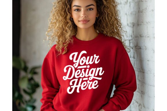 Gildan 18000 Red Mockup: Graphics & Product Mockups