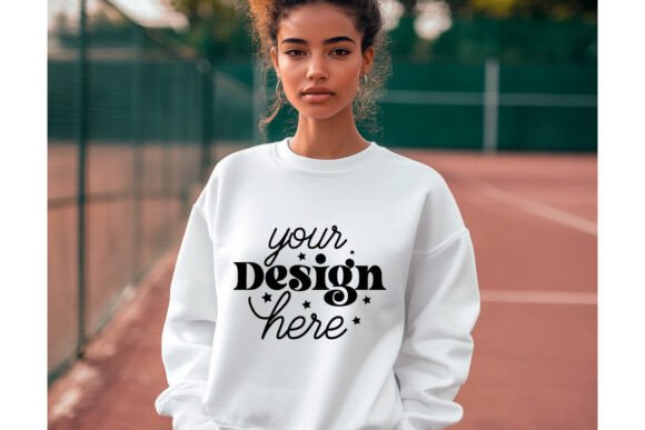 Gildan 18000 White Sweatshirt Mockup 2 Graphics