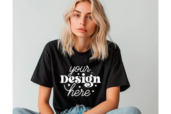 Gildan 64000 Black T-shirt Mockup 21: Essential Graphics