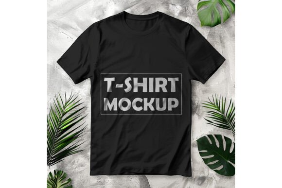 Premium Black Round Neck T-Shirt Mockup Graphics